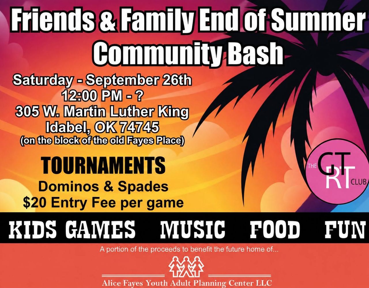 Friends & Family End of Summer Community Bash flyer