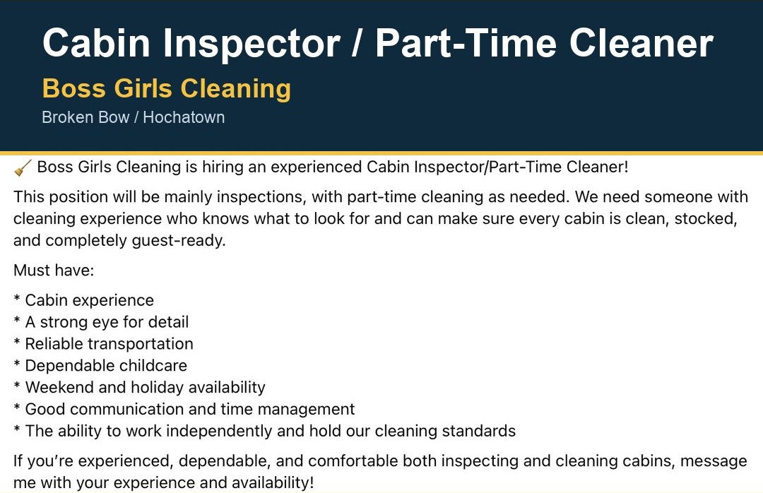 Cabin Inspector / Part-Time Cleaner image