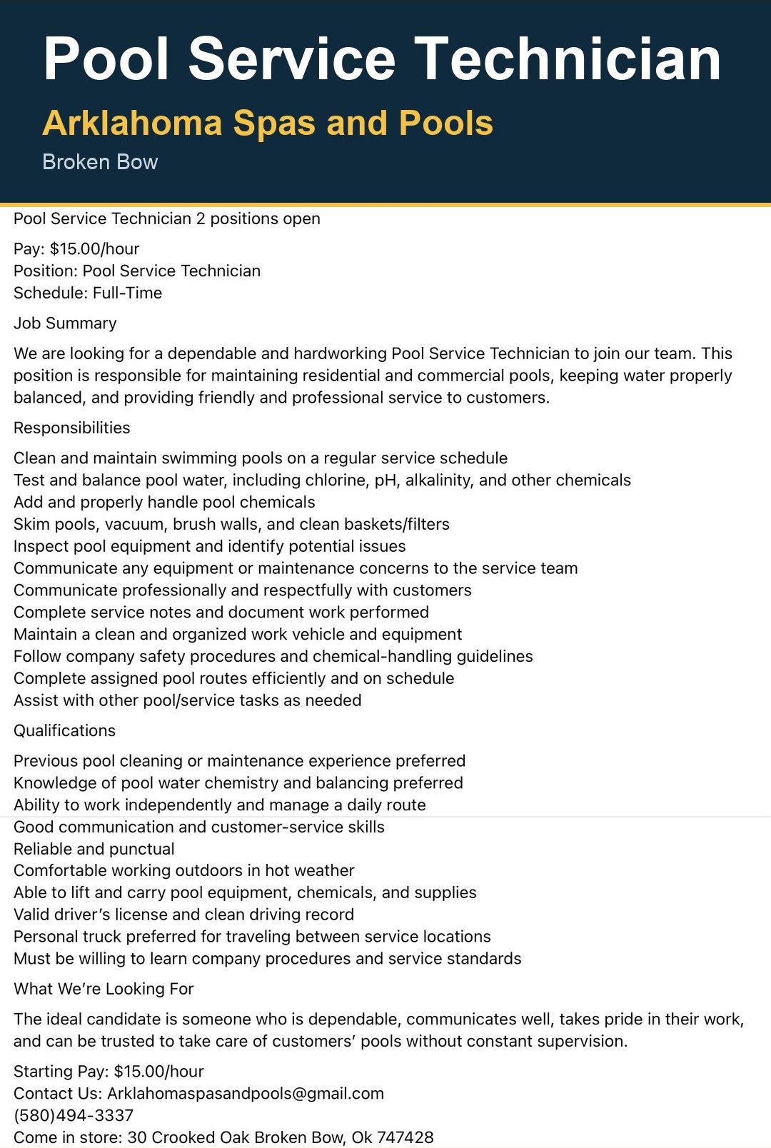 Pool Service Technician image