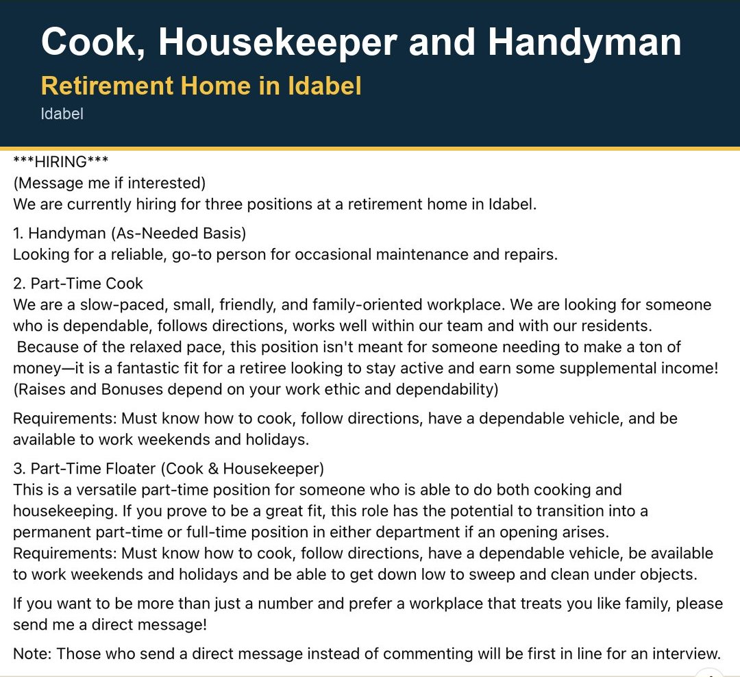 Cook, Housekeeper and Handyman image