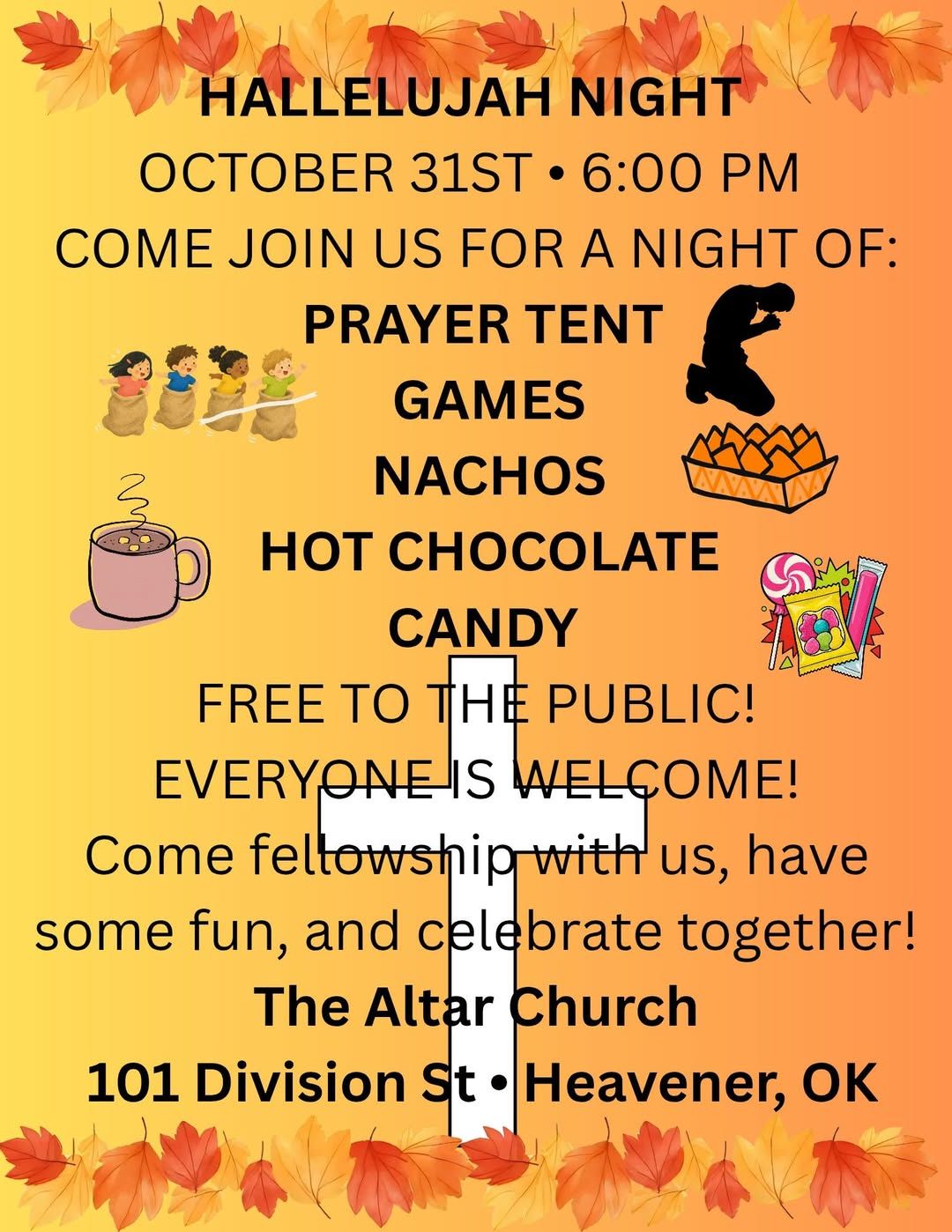 Hallelujah Night at The Altar Church flyer