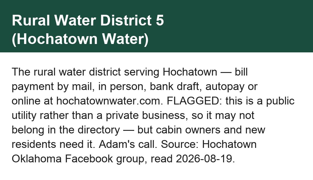 Rural Water District 5 (Hochatown Water)