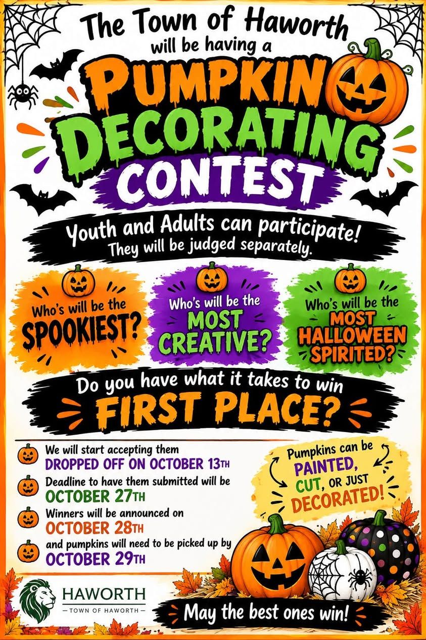 Haworth Pumpkin Decorating Contest flyer