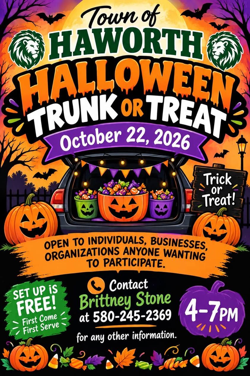 Haworth Halloween Trunk or Treat flyer
