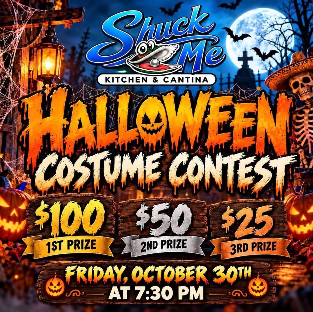 Halloween Costume Contest at Shuck Me flyer