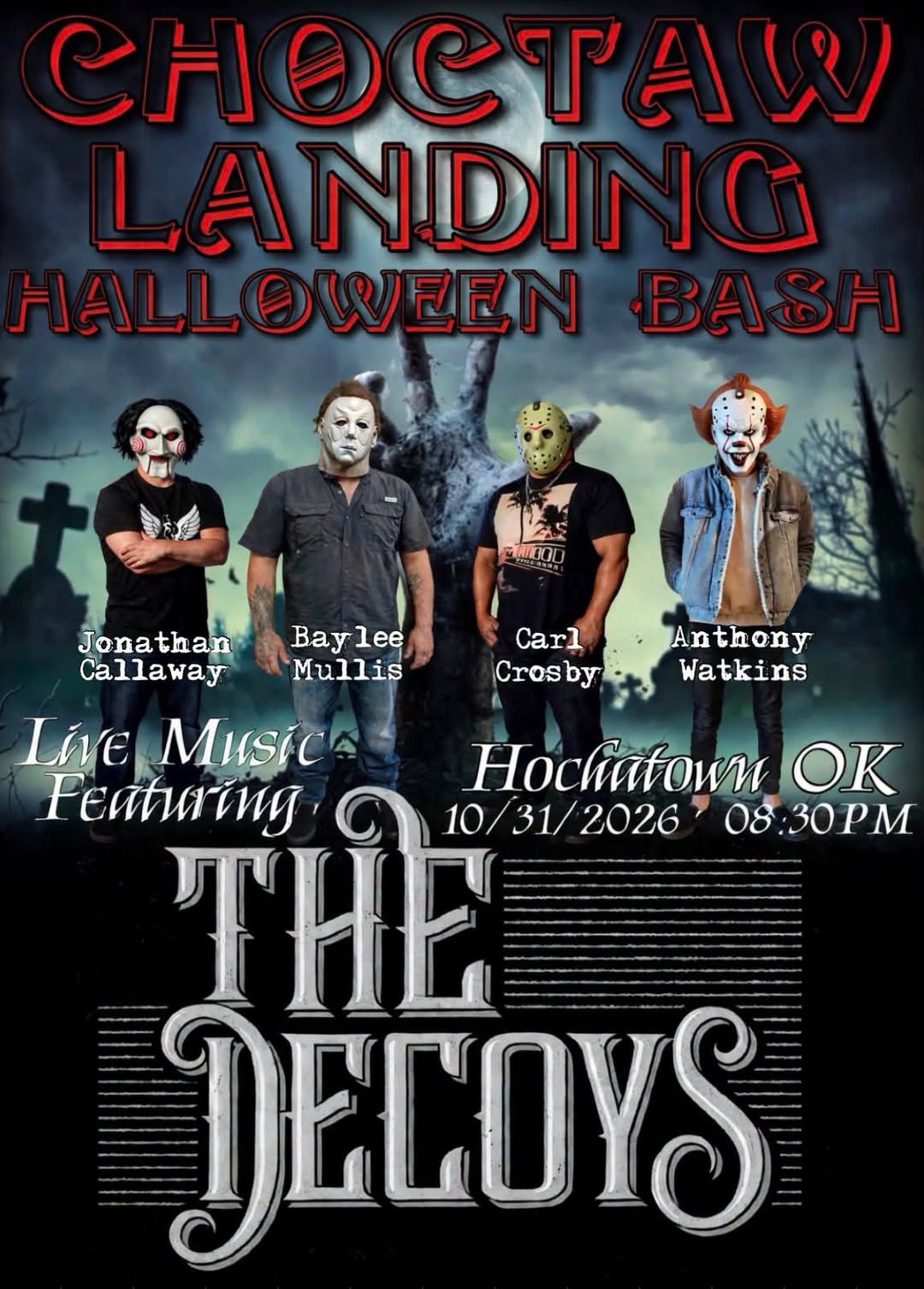 Choctaw Landing Halloween Bash with The Decoys flyer