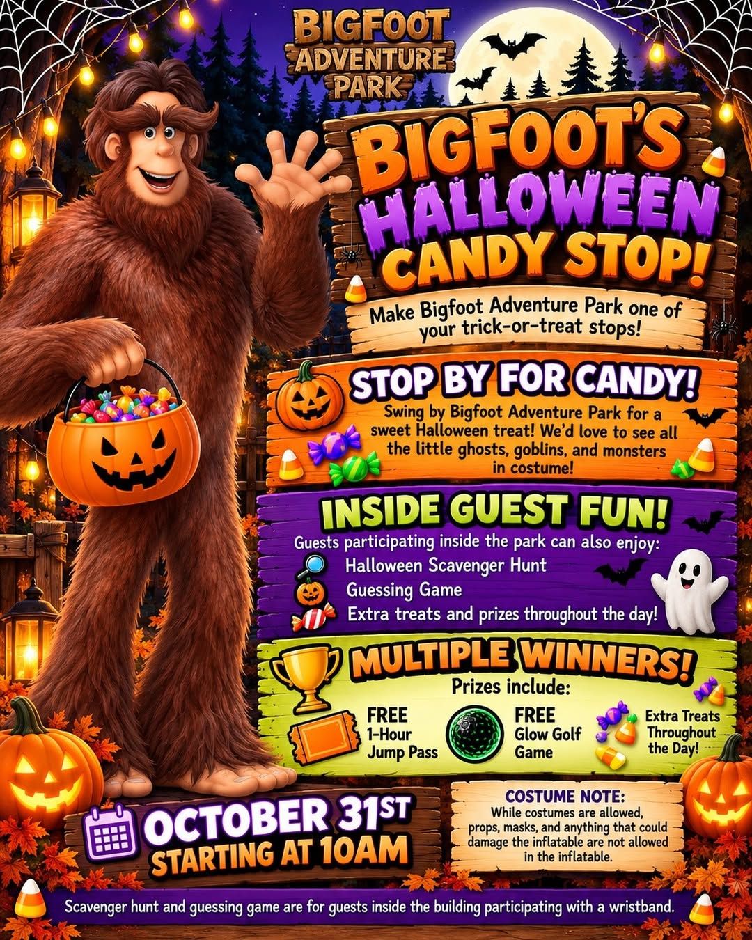 Halloween Fun at Bigfoot Adventure Park flyer