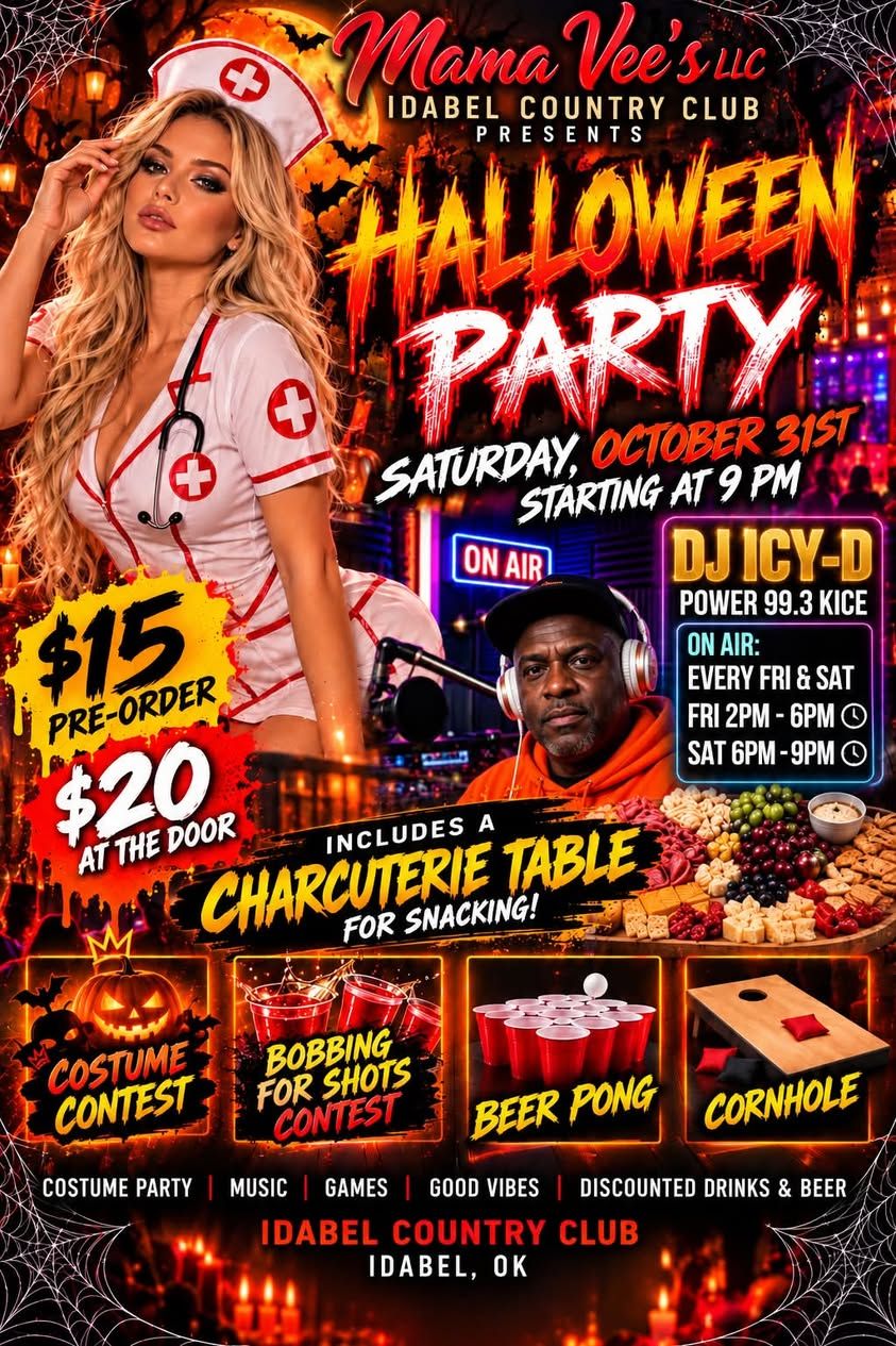 Mama Vee's Halloween Party at the Idabel Country Club flyer