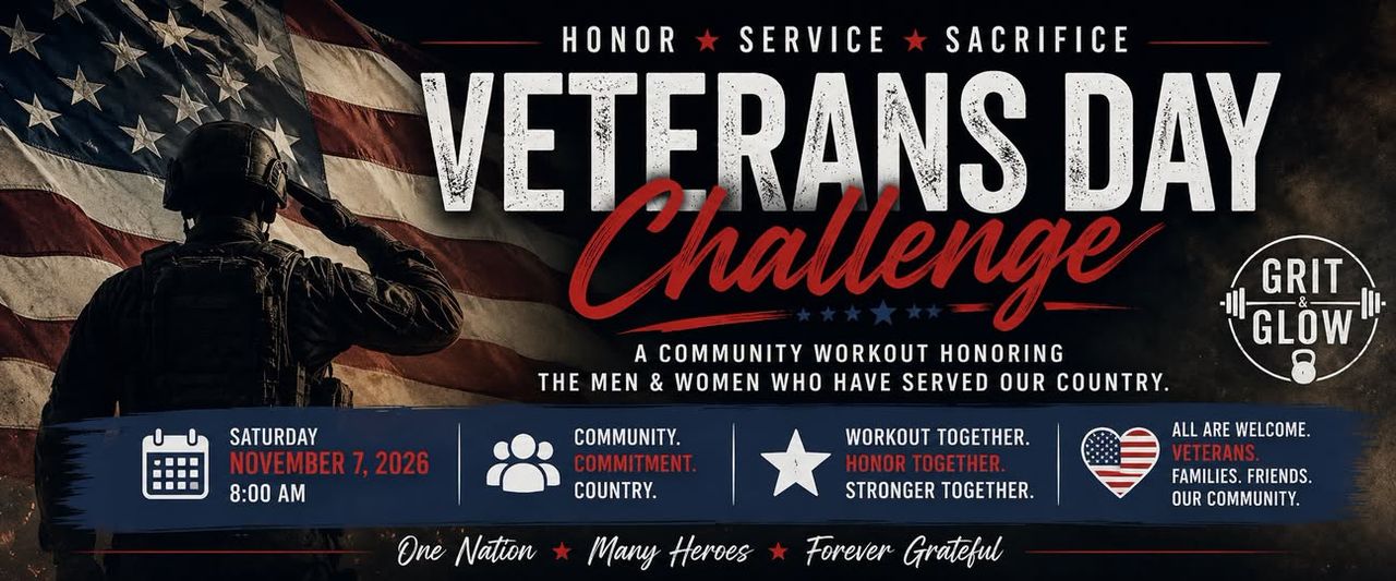 Grit & Glow Veterans Day Challenge flyer