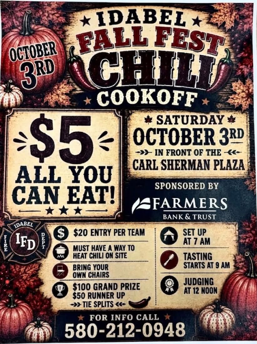 Idabel Fall Fest Chili Cookoff flyer