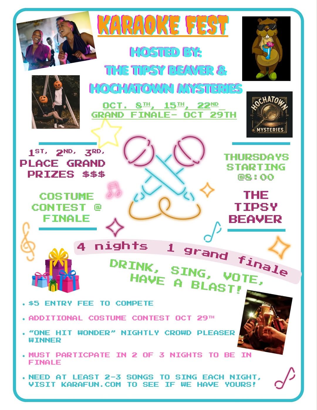 Karaoke Fest at the Tipsy Beaver flyer