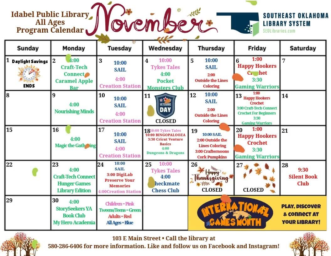 Pocket Monsters Club at the Idabel Public Library flyer