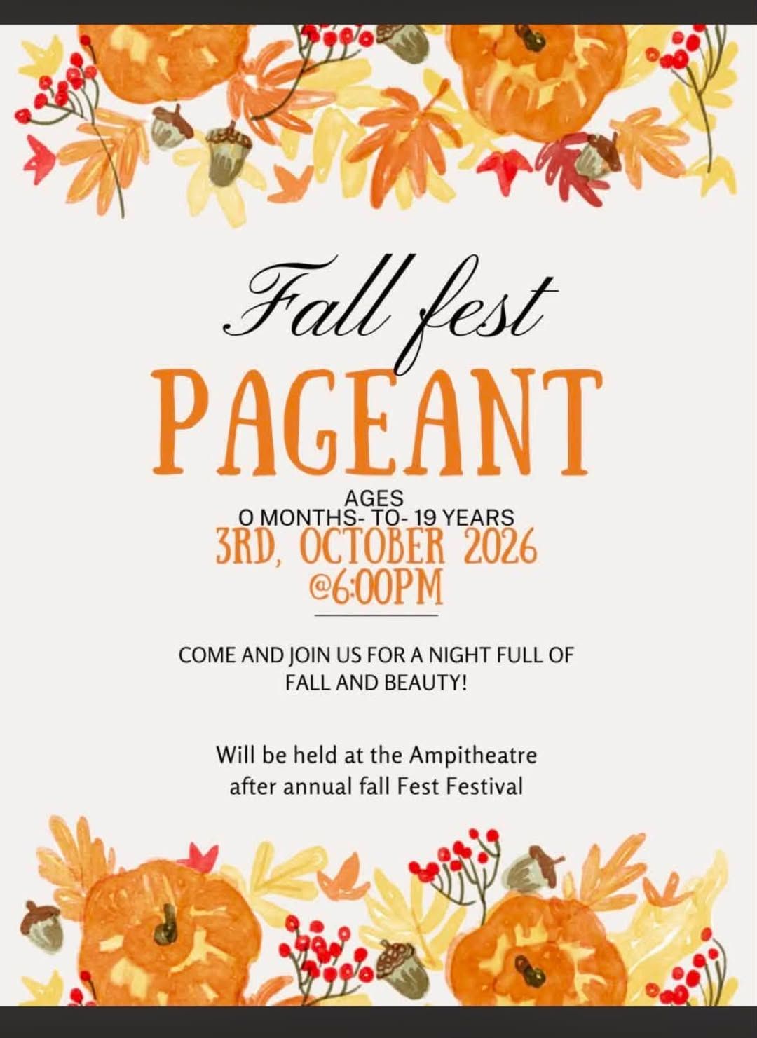 Fall Fest Pageant flyer