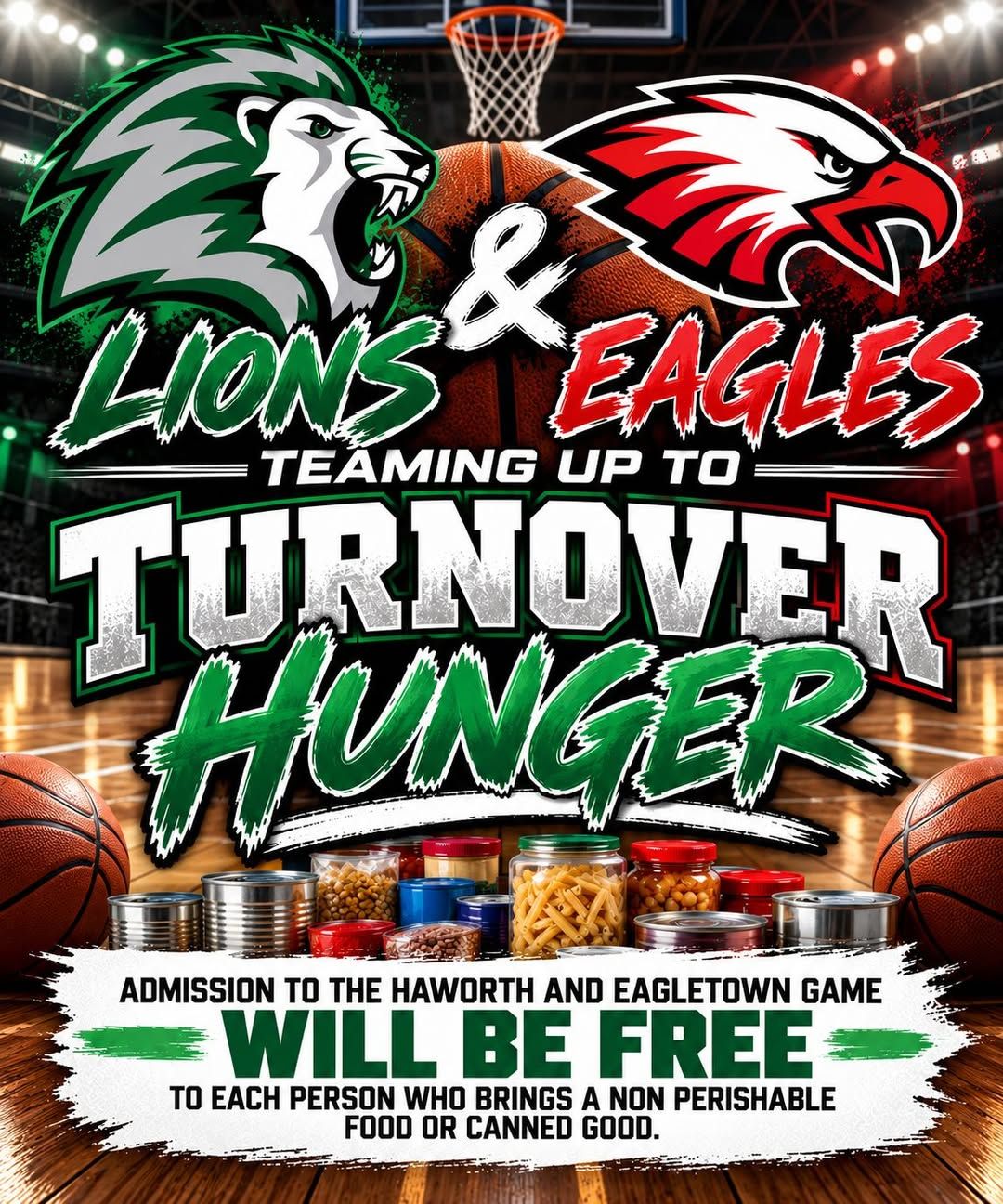 Turnover Hunger: Haworth vs. Eagletown Basketball flyer