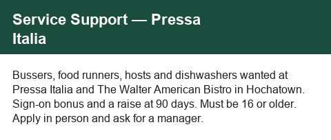 Service Support — Busser, Food Runner, Host, Dishwasher image
