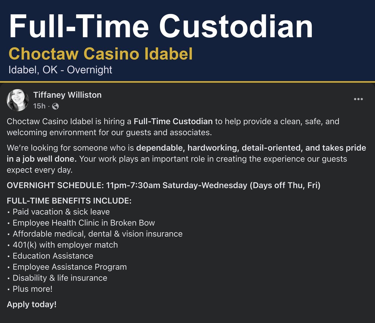 Full-Time Custodian (Overnight) image