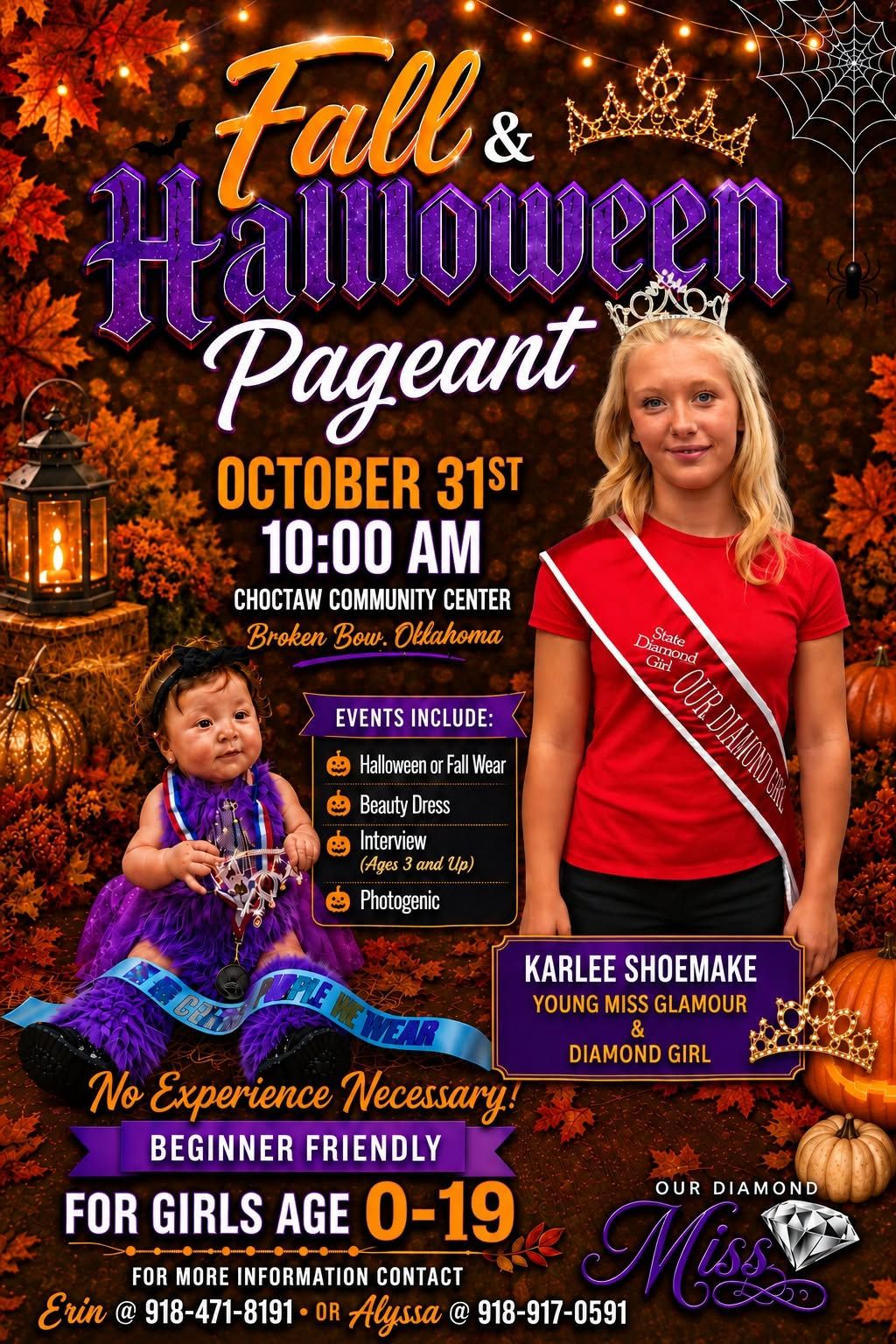 Our Diamond Miss Fall & Halloween Pageant flyer