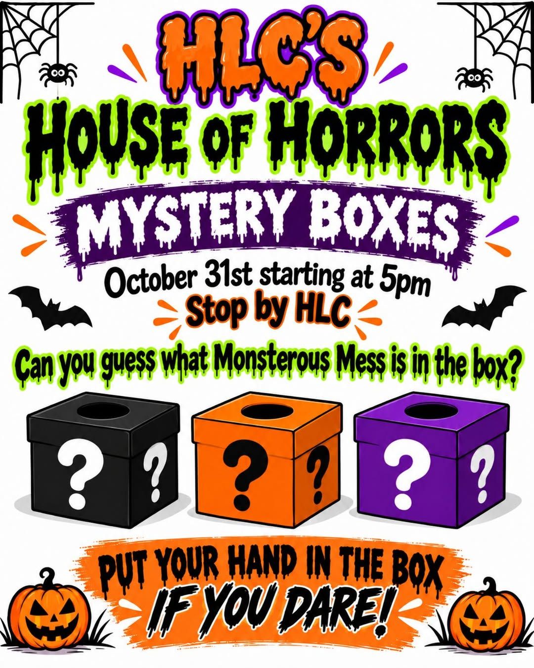HLC House of Horrors Mystery Boxes flyer