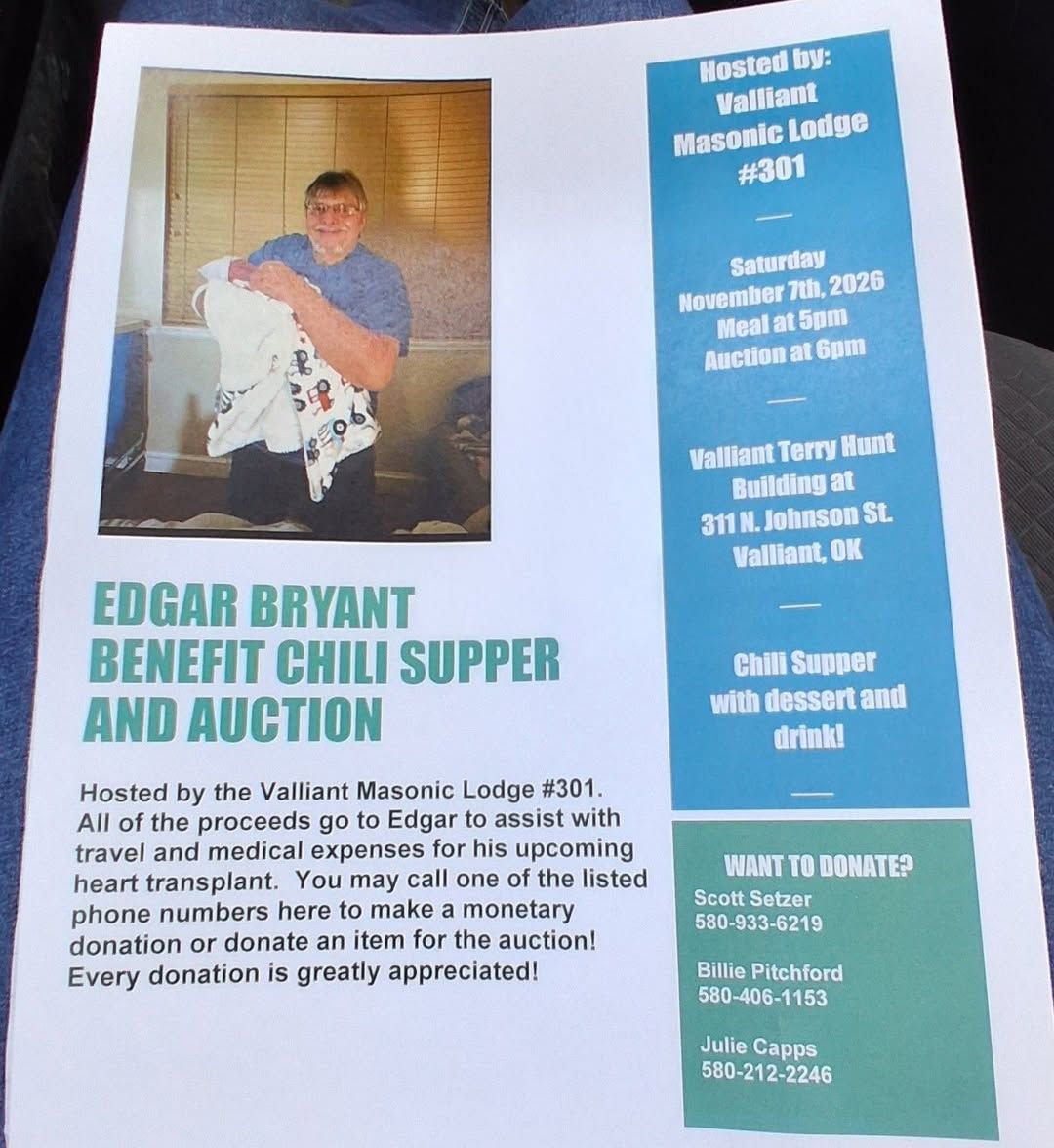 Edgar Bryant Benefit Chili Supper and Auction flyer