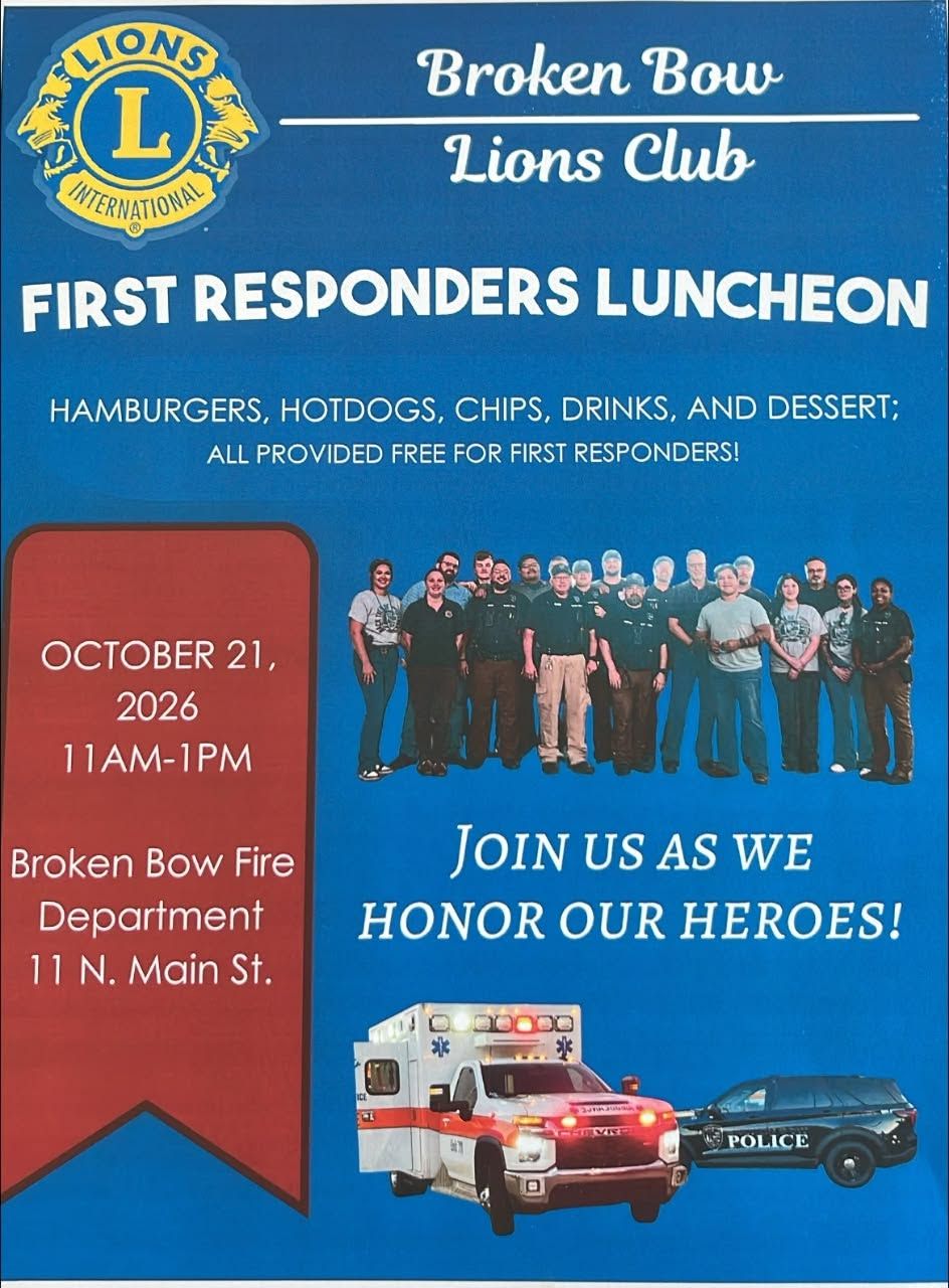 Broken Bow Lions Club First Responders Luncheon flyer