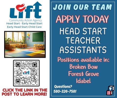 Head Start Teacher Assistants (Broken Bow, Forest Grove & Idabel) image