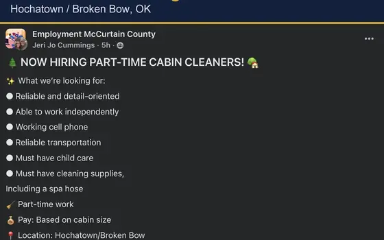 Part-Time Cabin Cleaners image