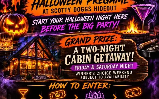 Boos & Booze Halloween Pregame at Scotty Doggs Hideout flyer