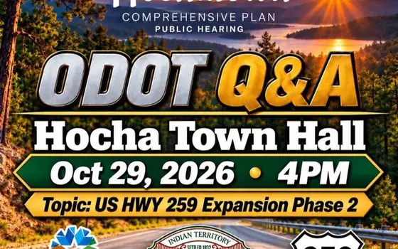 What's Next for Hochatown? ODOT Q&A and Comprehensive Plan Discussion flyer