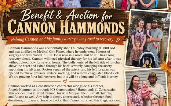 Benefit BBQ Dinner & Auction for Cannon Hammonds flyer
